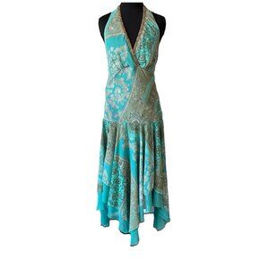 Y2K Whimsigoth Fairy Halter midi dress Size 12 Rabbit Designs layered beaded